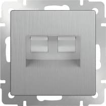 Розетка телефонная RJ-11 и Еthernet RJ-45 Werkel WL09-RJ11-45 cеребряный рифленый 4690389085055