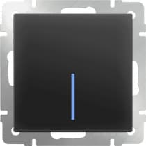 Выключатель одноклавишный проходной с подсветкой Werkel WL08-SW-1G-2W-LED черный матовый 4690389054181