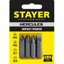 HERCULES Биты для ударной отвертки 4 шт 36 мм, STAYER 25667-S4_z01