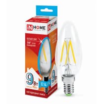 Лампа светодиодная LED-СВЕЧА-deco 9Вт 230В Е14 4000К 810Лм прозрачная IN HOME 4690612026206