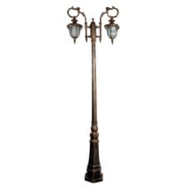 Светильник садово-парковый, серии «Флоренция» FERON PL4048 2*60W, E27, 230V, IP44, цвет черное золото, 6-и гранник, столб большой 11428