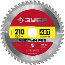 ЗУБР Чистый рез 210 x 30/20мм 48Т, диск пильный по дереву 36914-210-30-48_z01