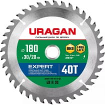 URAGAN Expert 180х30/20мм 40Т, диск пильный по дереву 36802-180-30-40_z01