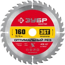 ЗУБР Оптимальный рез 160 x 20/16мм 36T, диск пильный по дереву 36912-160-20-36_z01