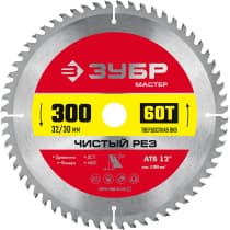 ЗУБР Чистый рез 300 x 32/30мм 60Т, диск пильный по дереву 36914-300-32-60_z01