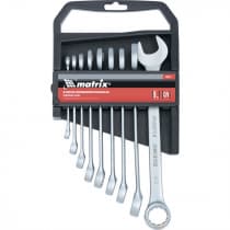 Набор ключей комбинированных, 6-22 мм, 9 шт, CrV, матовый хром Matrix 15410