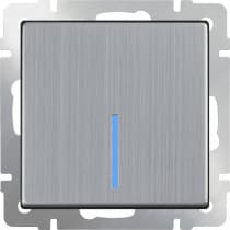 Выключатель одноклавишный с подсветкой Werkel WL02-SW-1G-LED глянцевый никель 4690389059216