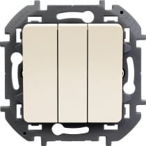 Выключатель трехклавишный Legrand Inspiria для скрытого монтажа, цвет "Слоновая кость", увеличенный номинальный ток 20 А, напряжение ~250В. 673641