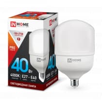 Лампа светодиодная LED-HP-PRO 40Вт 230В Е27 с адаптером E40 4000К 3600Лм IN HOME 4690612031095