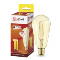 Лампа светодиодная LED-ST64-deco gold 11Вт 230В Е27 3000К 990Лм золотистая IN HOME 4690612035673