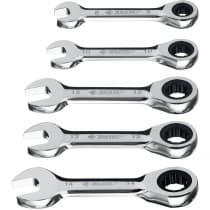 Набор комбинированных гаечных ключей ЗУБР трещоточных укороченных 5 шт, 8 - 14 мм, 27103-H5