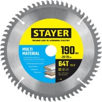 STAYER MULTI MATERIAL 190х30/20мм 64Т, диск пильный по алюминию, супер чистый рез 3685-190-30-64