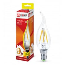 Лампа светодиодная LED-СВЕЧА НА ВЕТРУ-deco 9Вт 230В Е14 3000К 810Лм прозрачная IN HOME 4690612026220