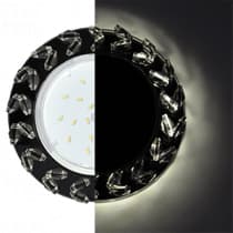 Ecola GX53 H4 LD5361 Glass Круг с крупными прозр. стразами Елочка с подсветкой/фон черн./центр.часть хром 54x120 (к+) SL53RNEFB