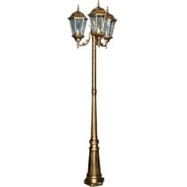 Светильник садово-парковый, серии «Рим» FERON PL158 3*60W, E27, 230V, IP44, цвет черное золото, 6-и гранник, столб большой 11326