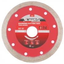 Диск алмазный, отрезной сплошной, 125 х 22,2 мм, тонкий, мокрая резка Matrix Professional 730787