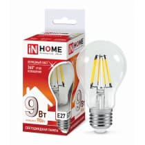 Лампа светодиодная In Home 9Вт Е27 6500К прозрачная 4690612026107