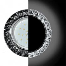 Ecola GX53 H4 LD5361 Glass Круг с крупными стразами Конус с подсветкой/фон черн./центр.часть хром 52x120 (к+) SQ53RGEFB