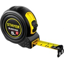 STAYER BlackMax 5м / 19мм рулетка в ударостойком полностью обрезиненном корпусе  и двумя фиксаторами 3410-05_z02