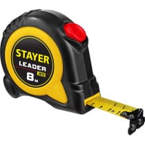 STAYER LEADER 8м / 25мм рулетка с автостопом в ударостойком обрезиненном корпусе 3402-08-25_z01