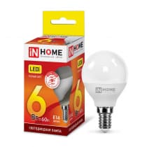 Лампа светодиодная LED-ШАР-VC 6Вт 230В Е14 3000К 480Лм IN HOME 4690612020501