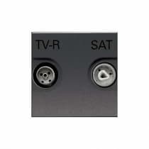 Розетка TV-FM-SAT единственная, 2 мод ABB NIE Zenit Антрацит 2CLA225130N1801