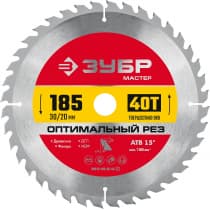 ЗУБР Оптимальный рез 185 x 20/16мм 40Т, диск пильный по дереву 36912-185-30-40_z01