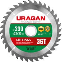URAGAN Optima 230х32/30мм 36Т, диск пильный по дереву 36801-230-32-36_z01