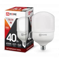 Лампа светодиодная LED-HP-PRO 40Вт 230В Е27 с адаптером E40 6500К 3600Лм IN HOME 4690612031101