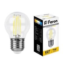 Лампа светодиодная филамент FERON LB-52, G45 (шар малый), 7W 230V E27 2700К 25876