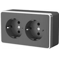 Розетка двойная с заземлением Werkel WL15-02-03 Gallant графит рифленый 4690389128240