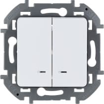Выключатель двухклавишный с подсветкой/индикацией Legrand Inspiria для скрытого монтажа, цвет "Белый", номинальный ток 10 А, напряжение ~250В 673630
