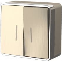 Выключатель двухклавишный с подсветкой Werkel WL15-03-03 Gallant шампань рифленый 4690389129681