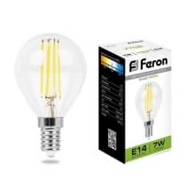Лампа светодиодная филамент FERON LB-52, G45 (шар малый), 7W 230V E14 4000К 25875