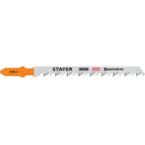 Полотна STAYER, T144DF, для эл/лобзика, Bi-Metal, по дереву, ДВП, ДСП, T-хвост., шаг 4мм, 75мм, 2шт 15985-4_z02