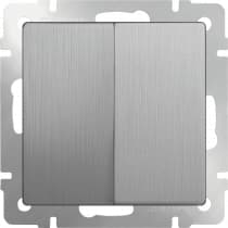 Выключатель двухклавишный проходной Werkel WL09-SW-2G-2W cеребряный рифленый 4690389085154
