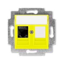 Розетка компьютерная RJ45 кат6+заглушка ABB EPJ Levit жёлтый / дымчатый чёрный 2CHH296117A6064