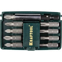 Набор битов KRAFTOOL 10 шт., кейс пластиковый COMPACT-10 26130-H10