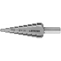 Сверло ступенчатое STAYER 4-20 мм, 9 ступеней, HSS 29660-4-20-9