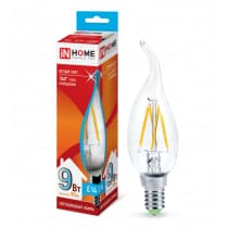 Лампа светодиодная LED-СВЕЧА НА ВЕТРУ-deco 9Вт 230В Е14 4000К 810Лм прозрачная IN HOME 4690612026244