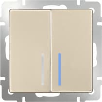 Выключатель двухклавишный с подсветкой Werkel WL11-SW-2G-LED шампань 4690389124662