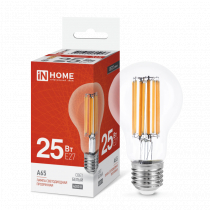 Лампа светодиодная IN HOME LED-A65-deco 25Вт 230В Е27 4000К 2480Лм прозрачная 4690612055947