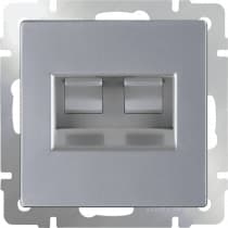 Розетка компьютерная двойная Ethernet RJ-45 Werkel WL06-RJ45+RJ45 серебряный 4690389073540
