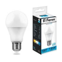 Лампа светодиодная FERON LB-94, A60 (шар), 15W 230V E27 6400К 25630