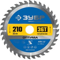 ЗУБР Оптима 210 x 30мм 36Т, диск пильный по дереву 36903-210-30-36_z01