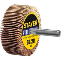 Круг шлифовальный STAYER лепестковый, на шпильке, P180, 50х20 мм 36607-180
