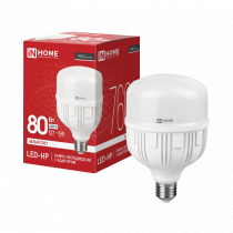 Лампа сд LED-HP-PRO 80Вт 230В E27 с адаптером Е40 4000К 7600Лм IN HOME 4690612066905