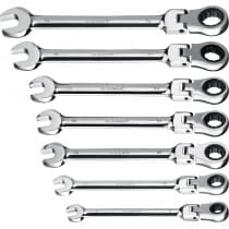 Набор комбинированных гаечных ключей ЗУБР трещоточных шарнирных 7 шт, 8 - 19 мм, 27101-H7