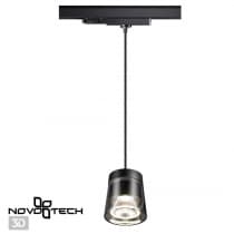 Трехфазный трековый светодиодный светильник, длина провода 1м IP20 LED 4000K 20W 175-245V ARTIK 358646 PORT NT21 000 корпус черный/плафон дымчатый   NOVOTECH ARTIK 358646