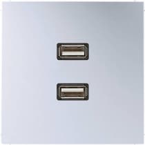 Накладка (с несущей платой, монтаж только шурупами) 2 x USB JUNG LS 990 Алюминий MAAL1153
